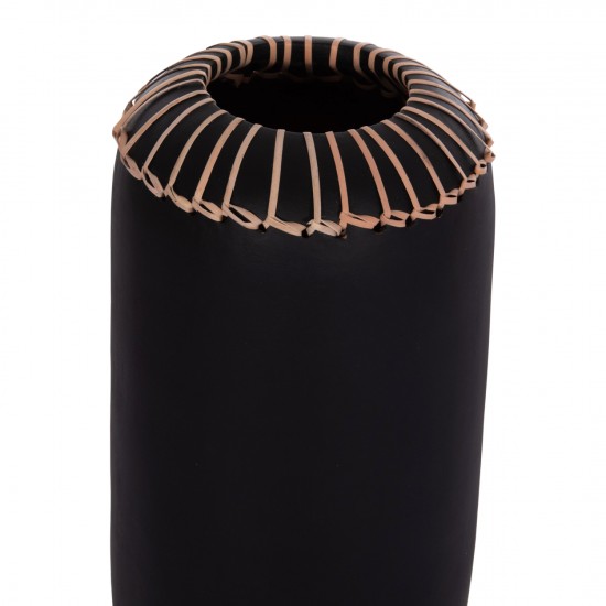 ΕΠΙΤΡΑΠΕΖΙΟ ΔΙΑΚΟΣΜΗΤΙΚΟ ΒΑΖΟ LENNOX TΕΡΑΚΟΤΑ ΣΕ ΜΑΥΡΟ--Φ18x33Υεκ.