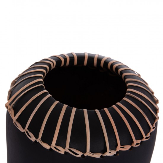 ΕΠΙΤΡΑΠΕΖΙΟ ΔΙΑΚΟΣΜΗΤΙΚΟ ΒΑΖΟ LENNOX TΕΡΑΚΟΤΑ ΣΕ ΜΑΥΡΟ--Φ18x33Υεκ.