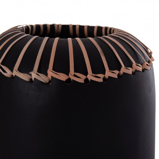 ΕΠΙΤΡΑΠΕΖΙΟ ΔΙΑΚΟΣΜΗΤΙΚΟ ΒΑΖΟ LENNOX TΕΡΑΚΟΤΑ ΣΕ ΜΑΥΡΟ--Φ18x33Υεκ.