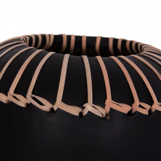 ΕΠΙΤΡΑΠΕΖΙΟ ΔΙΑΚΟΣΜΗΤΙΚΟ ΒΑΖΟ LENNOX TΕΡΑΚΟΤΑ ΣΕ ΜΑΥΡΟ--Φ18x33Υεκ.