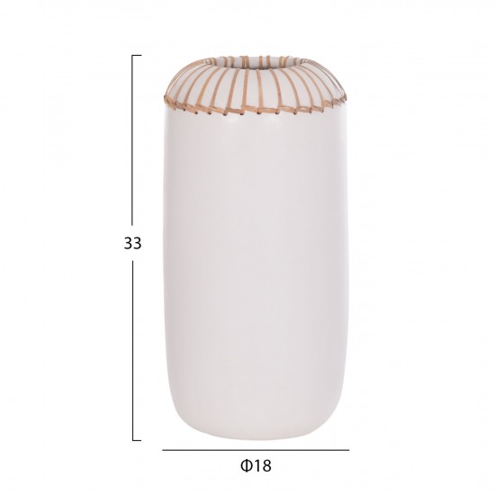 ΕΠΙΤΡΑΠΕΖΙΟ ΔΙΑΚΟΣΜΗΤΙΚΟ ΒΑΖΟ LENNOX TΕΡΑΚΟΤΑ ΣΕ ΛΕΥΚΟ--Φ18x33Υεκ.