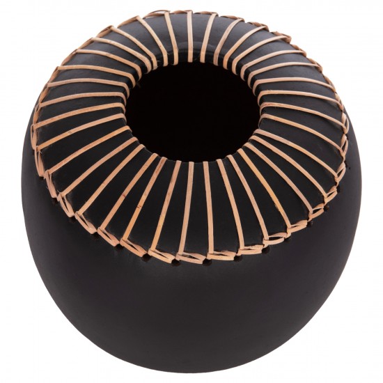 ΕΠΙΤΡΑΠΕΖΙΟ ΔΙΑΚΟΣΜΗΤΙΚΟ ΒΑΖΟ LENNOX TΕΡΑΚΟΤΑ ΣΕ ΜΑΥΡΟ--Φ22x20Υεκ.