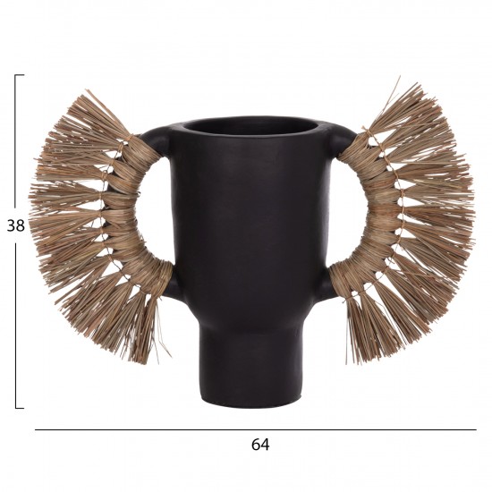 ΕΠΙΤΡΑΠΕΖΙΟ ΔΙΑΚΟΣΜΗΤΙΚΟ ΒΑΖΟ ALICA ΜΑΥΡΗ ΤΕΡΑΚΟΤΑ & GRASS--64x22x38Υεκ