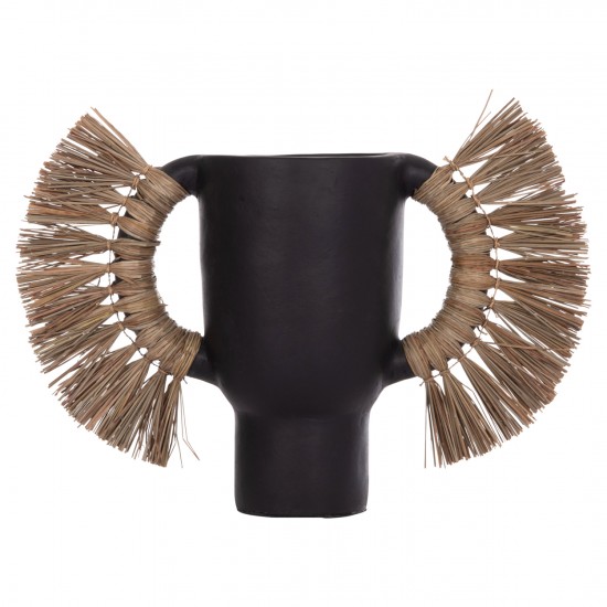 ΕΠΙΤΡΑΠΕΖΙΟ ΔΙΑΚΟΣΜΗΤΙΚΟ ΒΑΖΟ ALICA ΜΑΥΡΗ ΤΕΡΑΚΟΤΑ & GRASS--64x22x38Υεκ