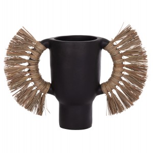 ΕΠΙΤΡΑΠΕΖΙΟ ΔΙΑΚΟΣΜΗΤΙΚΟ ΒΑΖΟ ALICA ΜΑΥΡΗ ΤΕΡΑΚΟΤΑ & GRASS--64x22x38Υεκ