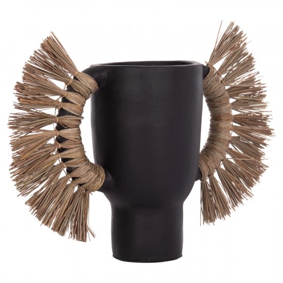 ΕΠΙΤΡΑΠΕΖΙΟ ΔΙΑΚΟΣΜΗΤΙΚΟ ΒΑΖΟ ALICA ΜΑΥΡΗ ΤΕΡΑΚΟΤΑ & GRASS--64x22x38Υεκ