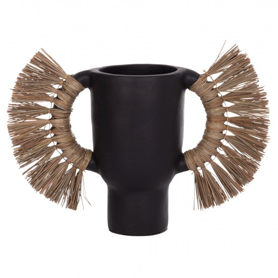 ΕΠΙΤΡΑΠΕΖΙΟ ΔΙΑΚΟΣΜΗΤΙΚΟ ΒΑΖΟ ALICA ΜΑΥΡΗ ΤΕΡΑΚΟΤΑ & GRASS--64x22x38Υεκ