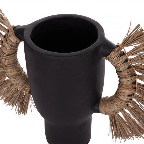 ΕΠΙΤΡΑΠΕΖΙΟ ΔΙΑΚΟΣΜΗΤΙΚΟ ΒΑΖΟ ALICA ΜΑΥΡΗ ΤΕΡΑΚΟΤΑ & GRASS--64x22x38Υεκ