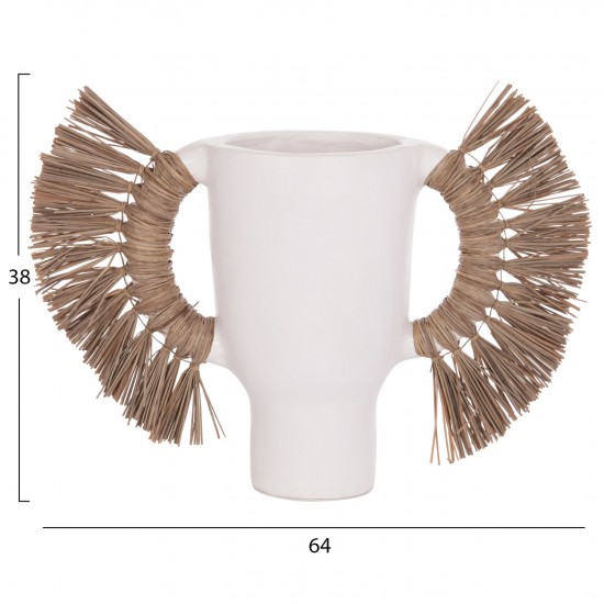 ΕΠΙΤΡΑΠΕΖΙΟ ΔΙΑΚΟΣΜΗΤΙΚΟ ΒΑΖΟ ALICA ΛΕΥΚΗ ΤΕΡΑΚΟΤΑ & GRASS--64x22x38Υεκ