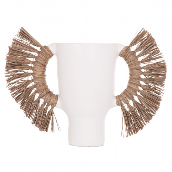 ΕΠΙΤΡΑΠΕΖΙΟ ΔΙΑΚΟΣΜΗΤΙΚΟ ΒΑΖΟ ALICA ΛΕΥΚΗ ΤΕΡΑΚΟΤΑ & GRASS--64x22x38Υεκ