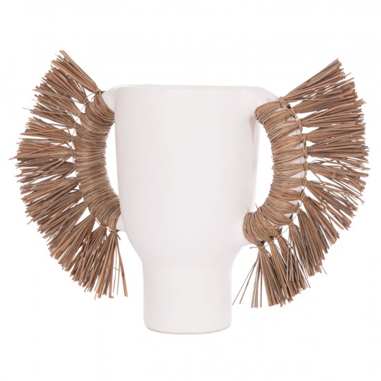 ΕΠΙΤΡΑΠΕΖΙΟ ΔΙΑΚΟΣΜΗΤΙΚΟ ΒΑΖΟ ALICA ΛΕΥΚΗ ΤΕΡΑΚΟΤΑ & GRASS--64x22x38Υεκ