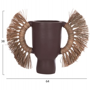 ΕΠΙΤΡΑΠΕΖΙΟ ΔΙΑΚΟΣΜΗΤΙΚΟ ΒΑΖΟ ALICA ΣΟΚΟΛΑΤΙ ΤΕΡΑΚΟΤΑ & GRASS--64x22x38Υεκ