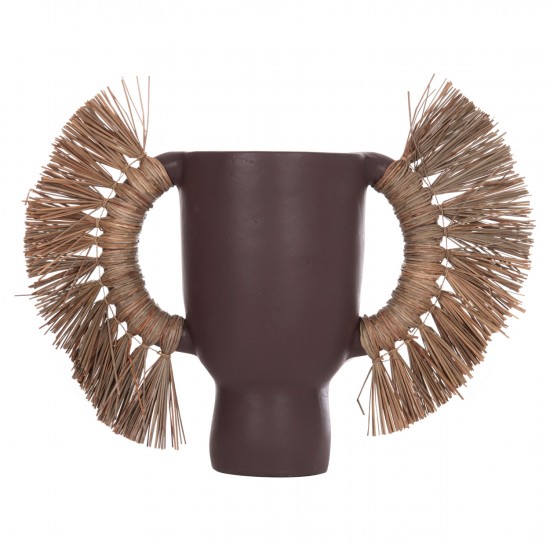 ΕΠΙΤΡΑΠΕΖΙΟ ΔΙΑΚΟΣΜΗΤΙΚΟ ΒΑΖΟ ALICA ΣΟΚΟΛΑΤΙ ΤΕΡΑΚΟΤΑ & GRASS--64x22x38Υεκ