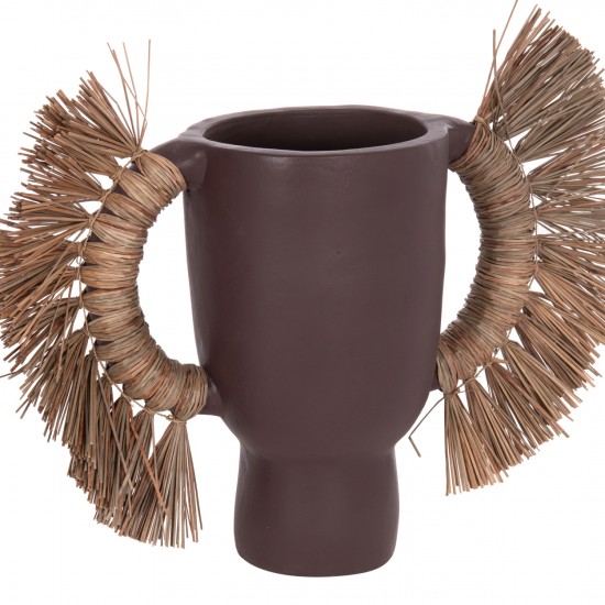 ΕΠΙΤΡΑΠΕΖΙΟ ΔΙΑΚΟΣΜΗΤΙΚΟ ΒΑΖΟ ALICA ΣΟΚΟΛΑΤΙ ΤΕΡΑΚΟΤΑ & GRASS--64x22x38Υεκ