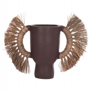 ΕΠΙΤΡΑΠΕΖΙΟ ΔΙΑΚΟΣΜΗΤΙΚΟ ΒΑΖΟ ALICA ΣΟΚΟΛΑΤΙ ΤΕΡΑΚΟΤΑ & GRASS--64x22x38Υεκ