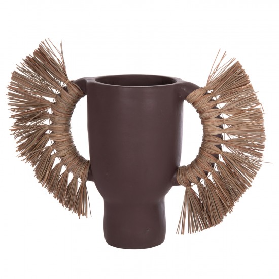 ΕΠΙΤΡΑΠΕΖΙΟ ΔΙΑΚΟΣΜΗΤΙΚΟ ΒΑΖΟ ALICA ΣΟΚΟΛΑΤΙ ΤΕΡΑΚΟΤΑ & GRASS--64x22x38Υεκ