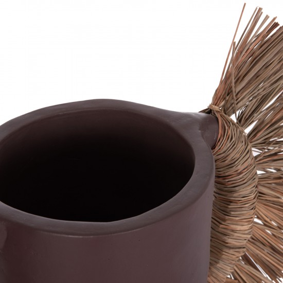 ΕΠΙΤΡΑΠΕΖΙΟ ΔΙΑΚΟΣΜΗΤΙΚΟ ΒΑΖΟ ALICA ΣΟΚΟΛΑΤΙ ΤΕΡΑΚΟΤΑ & GRASS--64x22x38Υεκ