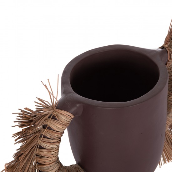 ΕΠΙΤΡΑΠΕΖΙΟ ΔΙΑΚΟΣΜΗΤΙΚΟ ΒΑΖΟ ALICA ΣΟΚΟΛΑΤΙ ΤΕΡΑΚΟΤΑ & GRASS--64x22x38Υεκ