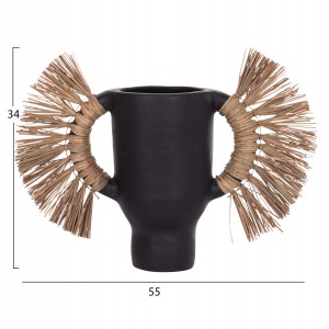 ΕΠΙΤΡΑΠΕΖΙΟ ΔΙΑΚΟΣΜΗΤΙΚΟ ΒΑΖΟ ALICA ΜΑΥΡΗ ΤΕΡΑΚΟΤΑ & GRASS--55x19x34Υεκ