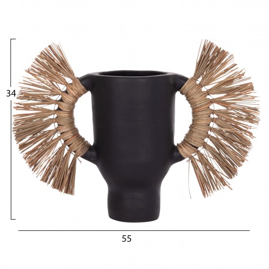 ΕΠΙΤΡΑΠΕΖΙΟ ΔΙΑΚΟΣΜΗΤΙΚΟ ΒΑΖΟ ALICA ΜΑΥΡΗ ΤΕΡΑΚΟΤΑ & GRASS--55x19x34Υεκ