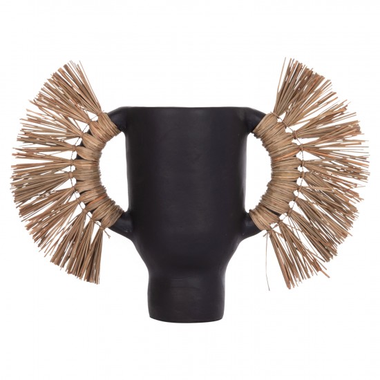 ΕΠΙΤΡΑΠΕΖΙΟ ΔΙΑΚΟΣΜΗΤΙΚΟ ΒΑΖΟ ALICA ΜΑΥΡΗ ΤΕΡΑΚΟΤΑ & GRASS--55x19x34Υεκ