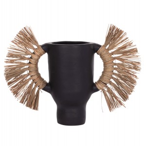 ΕΠΙΤΡΑΠΕΖΙΟ ΔΙΑΚΟΣΜΗΤΙΚΟ ΒΑΖΟ ALICA ΜΑΥΡΗ ΤΕΡΑΚΟΤΑ & GRASS--55x19x34Υεκ