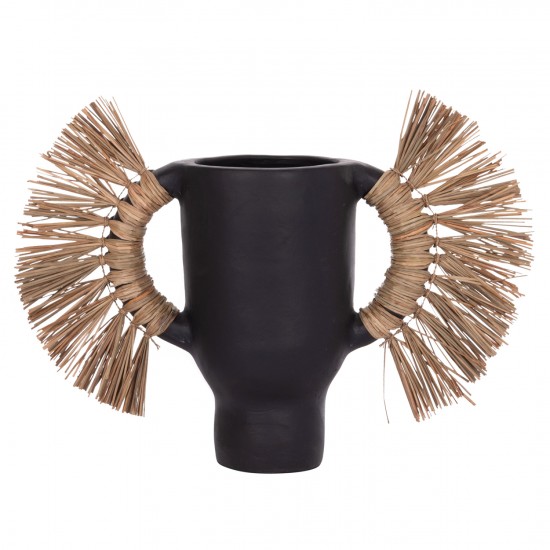 ΕΠΙΤΡΑΠΕΖΙΟ ΔΙΑΚΟΣΜΗΤΙΚΟ ΒΑΖΟ ALICA ΜΑΥΡΗ ΤΕΡΑΚΟΤΑ & GRASS--55x19x34Υεκ