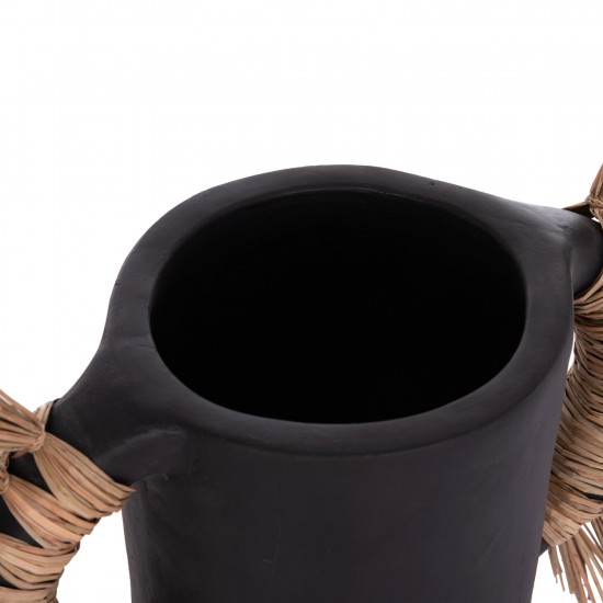 ΕΠΙΤΡΑΠΕΖΙΟ ΔΙΑΚΟΣΜΗΤΙΚΟ ΒΑΖΟ ALICA ΜΑΥΡΗ ΤΕΡΑΚΟΤΑ & GRASS--55x19x34Υεκ