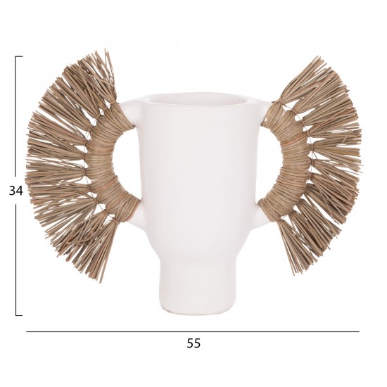 ΕΠΙΤΡΑΠΕΖΙΟ ΔΙΑΚΟΣΜΗΤΙΚΟ ΒΑΖΟ ALICA ΛΕΥΚΗ ΤΕΡΑΚΟΤΑ & GRASS--55x19x34Υεκ