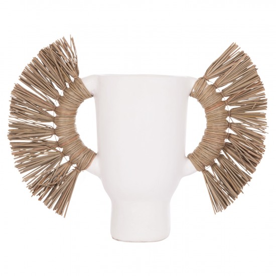 ΕΠΙΤΡΑΠΕΖΙΟ ΔΙΑΚΟΣΜΗΤΙΚΟ ΒΑΖΟ ALICA ΛΕΥΚΗ ΤΕΡΑΚΟΤΑ & GRASS--55x19x34Υεκ