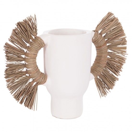 ΕΠΙΤΡΑΠΕΖΙΟ ΔΙΑΚΟΣΜΗΤΙΚΟ ΒΑΖΟ ALICA ΛΕΥΚΗ ΤΕΡΑΚΟΤΑ & GRASS--55x19x34Υεκ