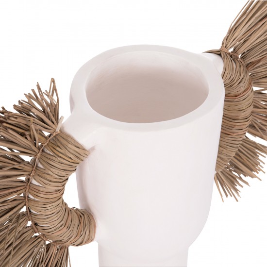 ΕΠΙΤΡΑΠΕΖΙΟ ΔΙΑΚΟΣΜΗΤΙΚΟ ΒΑΖΟ ALICA ΛΕΥΚΗ ΤΕΡΑΚΟΤΑ & GRASS--55x19x34Υεκ