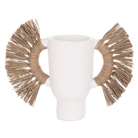 ΕΠΙΤΡΑΠΕΖΙΟ ΔΙΑΚΟΣΜΗΤΙΚΟ ΒΑΖΟ ALICA ΛΕΥΚΗ ΤΕΡΑΚΟΤΑ & GRASS--55x19x34Υεκ