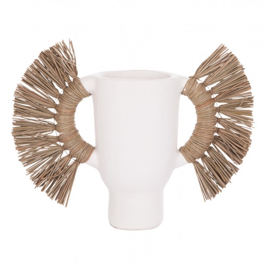 ΕΠΙΤΡΑΠΕΖΙΟ ΔΙΑΚΟΣΜΗΤΙΚΟ ΒΑΖΟ ALICA ΛΕΥΚΗ ΤΕΡΑΚΟΤΑ & GRASS--55x19x34Υεκ