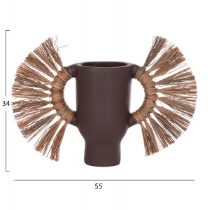 ΕΠΙΤΡΑΠΕΖΙΟ ΔΙΑΚΟΣΜΗΤΙΚΟ ΒΑΖΟ ALICA ΣΟΚΟΛΑΤΙ ΤΕΡΑΚΟΤΑ & GRASS--55x19x34Υεκ