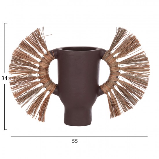 ΕΠΙΤΡΑΠΕΖΙΟ ΔΙΑΚΟΣΜΗΤΙΚΟ ΒΑΖΟ ALICA ΣΟΚΟΛΑΤΙ ΤΕΡΑΚΟΤΑ & GRASS--55x19x34Υεκ