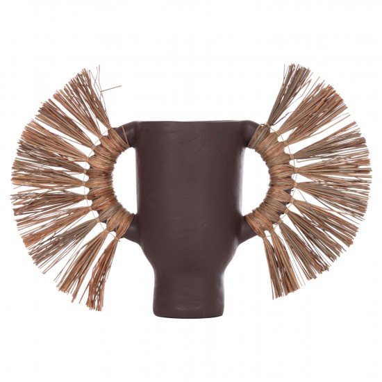 ΕΠΙΤΡΑΠΕΖΙΟ ΔΙΑΚΟΣΜΗΤΙΚΟ ΒΑΖΟ ALICA ΣΟΚΟΛΑΤΙ ΤΕΡΑΚΟΤΑ & GRASS--55x19x34Υεκ