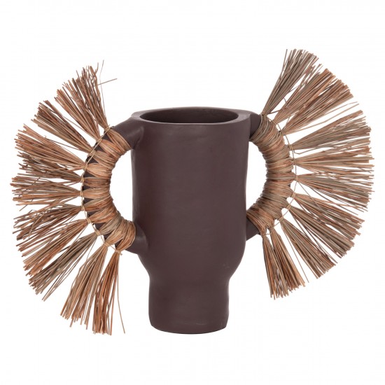 ΕΠΙΤΡΑΠΕΖΙΟ ΔΙΑΚΟΣΜΗΤΙΚΟ ΒΑΖΟ ALICA ΣΟΚΟΛΑΤΙ ΤΕΡΑΚΟΤΑ & GRASS--55x19x34Υεκ