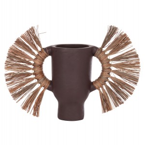 ΕΠΙΤΡΑΠΕΖΙΟ ΔΙΑΚΟΣΜΗΤΙΚΟ ΒΑΖΟ ALICA ΣΟΚΟΛΑΤΙ ΤΕΡΑΚΟΤΑ & GRASS--55x19x34Υεκ