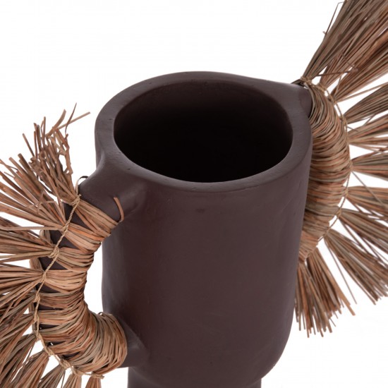 ΕΠΙΤΡΑΠΕΖΙΟ ΔΙΑΚΟΣΜΗΤΙΚΟ ΒΑΖΟ ALICA ΣΟΚΟΛΑΤΙ ΤΕΡΑΚΟΤΑ & GRASS--55x19x34Υεκ