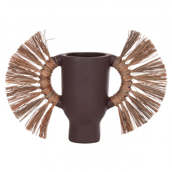 ΕΠΙΤΡΑΠΕΖΙΟ ΔΙΑΚΟΣΜΗΤΙΚΟ ΒΑΖΟ ALICA ΣΟΚΟΛΑΤΙ ΤΕΡΑΚΟΤΑ & GRASS--55x19x34Υεκ