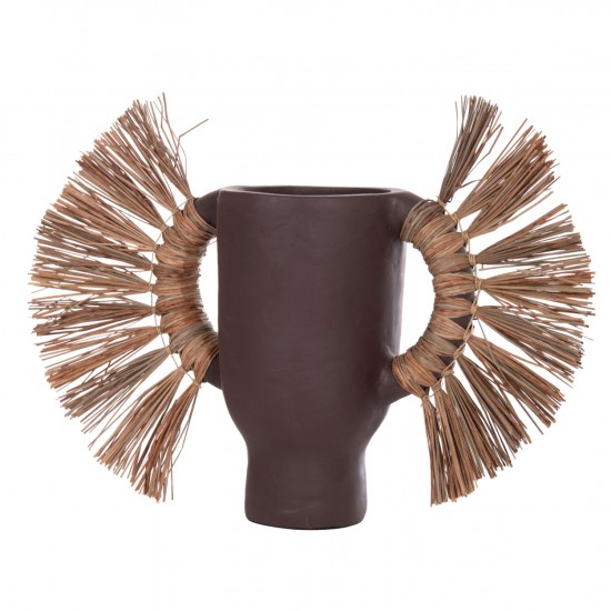 ΕΠΙΤΡΑΠΕΖΙΟ ΔΙΑΚΟΣΜΗΤΙΚΟ ΒΑΖΟ ALICA ΣΟΚΟΛΑΤΙ ΤΕΡΑΚΟΤΑ & GRASS--55x19x34Υεκ