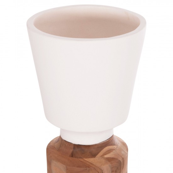 ΔΙΑΚΟΣΜΗΤΙΚΟ ΒΑΖΟ ΔΑΠΕΔΟΥ NEBULA FIBER CEMENT ΛΕΥΚΟ-ΞΥΛΟ ΤΕΑΚ Φ60x115Υεκ.