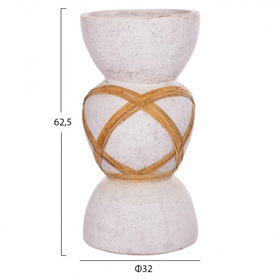 ΔΙΑΚΟΣΜΗΤΙΚΟ ΒΑΖΟ ΔΑΠΕΔΟΥ MAYNARD FIBER CEMENT ΛΕΥΚΟ--RATTAN Φ32x62.5Υεκ.