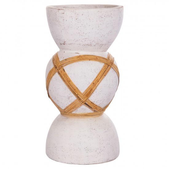 ΔΙΑΚΟΣΜΗΤΙΚΟ ΒΑΖΟ ΔΑΠΕΔΟΥ MAYNARD FIBER CEMENT ΛΕΥΚΟ--RATTAN Φ32x62.5Υεκ.