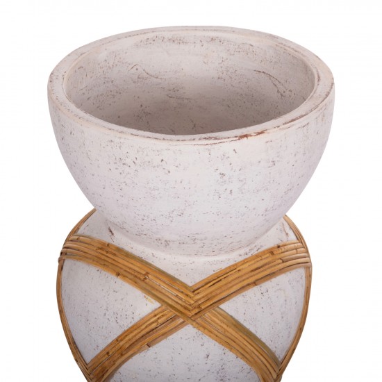 ΔΙΑΚΟΣΜΗΤΙΚΟ ΒΑΖΟ ΔΑΠΕΔΟΥ MAYNARD FIBER CEMENT ΛΕΥΚΟ--RATTAN Φ32x62.5Υεκ.