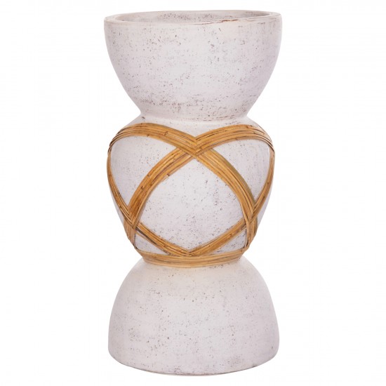 ΔΙΑΚΟΣΜΗΤΙΚΟ ΒΑΖΟ ΔΑΠΕΔΟΥ MAYNARD FIBER CEMENT ΛΕΥΚΟ--RATTAN Φ32x62.5Υεκ.
