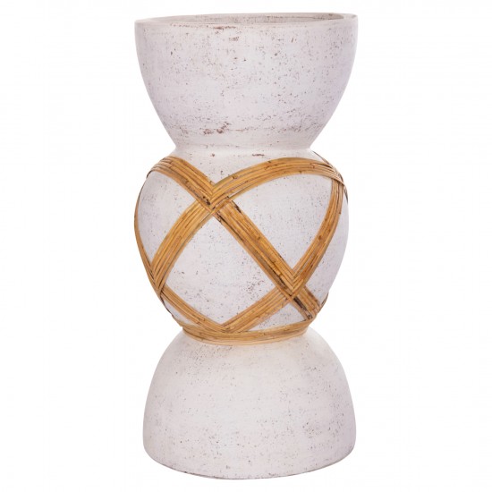 ΔΙΑΚΟΣΜΗΤΙΚΟ ΒΑΖΟ ΔΑΠΕΔΟΥ MAYNARD FIBER CEMENT ΛΕΥΚΟ--RATTAN Φ32x62.5Υεκ.