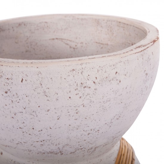 ΔΙΑΚΟΣΜΗΤΙΚΟ ΒΑΖΟ ΔΑΠΕΔΟΥ MAYNARD FIBER CEMENT ΛΕΥΚΟ--RATTAN Φ32x62.5Υεκ.