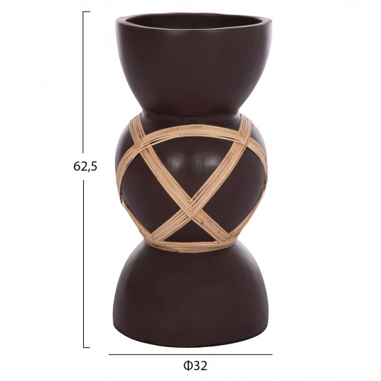 ΔΙΑΚΟΣΜΗΤΙΚΟ ΒΑΖΟ ΔΑΠΕΔΟΥ MAYNARD FIBER CEMENT ΣΟΚΟΛΑΤΙ-RATTAN Φ32x62.5Υεκ